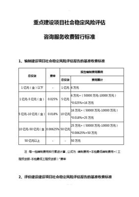 建設(shè)項(xiàng)目社會穩(wěn)定風(fēng)險(xiǎn)評估報(bào)告編制基準(zhǔn)收費(fèi)標(biāo)準(zhǔn)及社會經(jīng)濟(jì)咨詢服務(wù)范圍